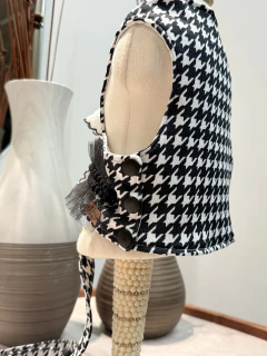 Colete Cropped Pied de Poule Inspiração para cachorro e gato na internet