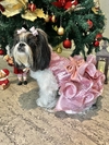 Vestido de Festa Rosa Natal e Ano Novo para Cachorro e Gato