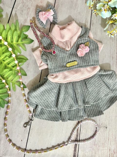 Vestido Delicate Risca de Giz Blusa Rosa para cachorro e gato - loja online