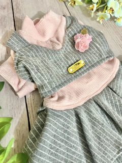 Vestido Delicate Risca de Giz Blusa Rosa para cachorro e gato - comprar online