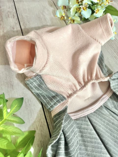 Vestido Delicate Risca de Giz Blusa Rosa para cachorro e gato - Estilo de Vida Pet