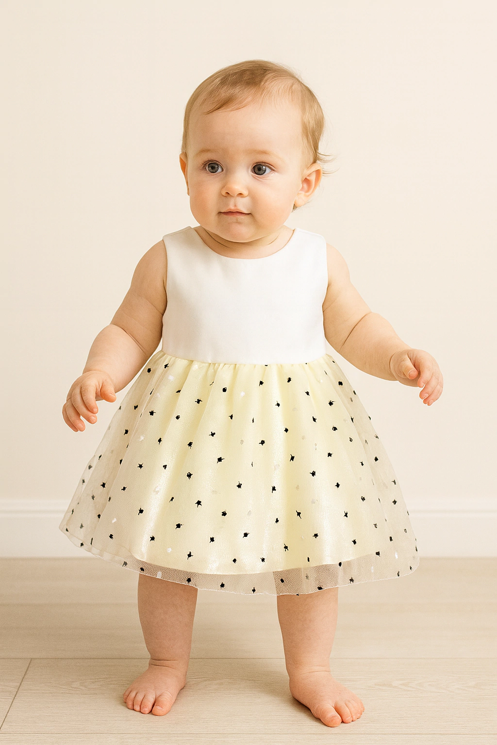 Vestido combinado con falda tul plumeti