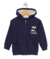 Campera lisa azul marino con estampa en crudo