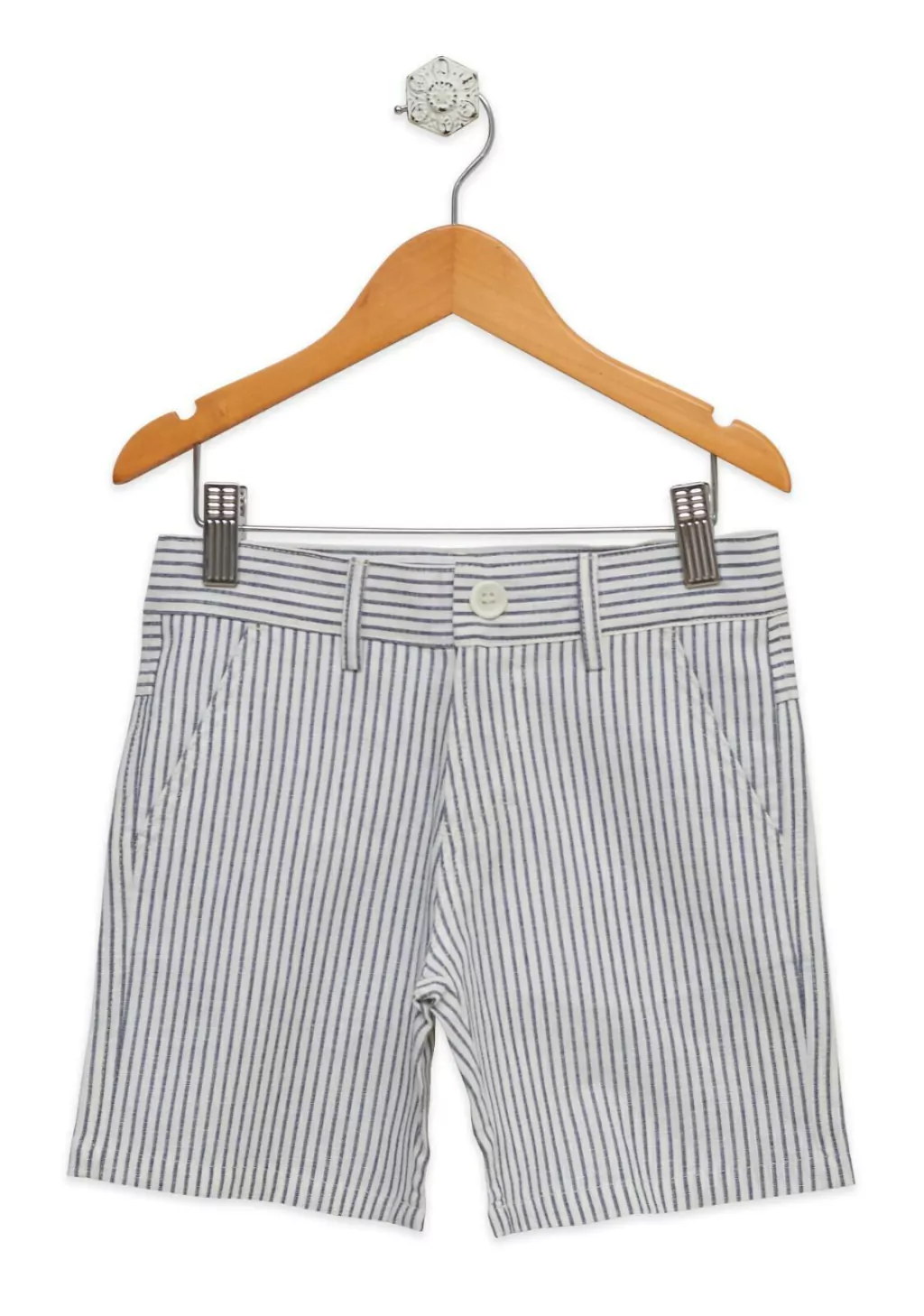 Bermuda varón lino mil rayas azules