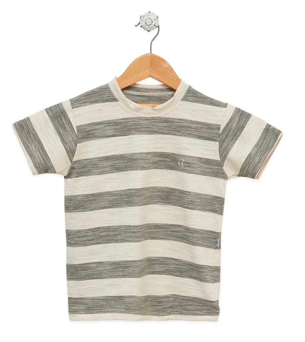 Remera básica rayada verde y crudo