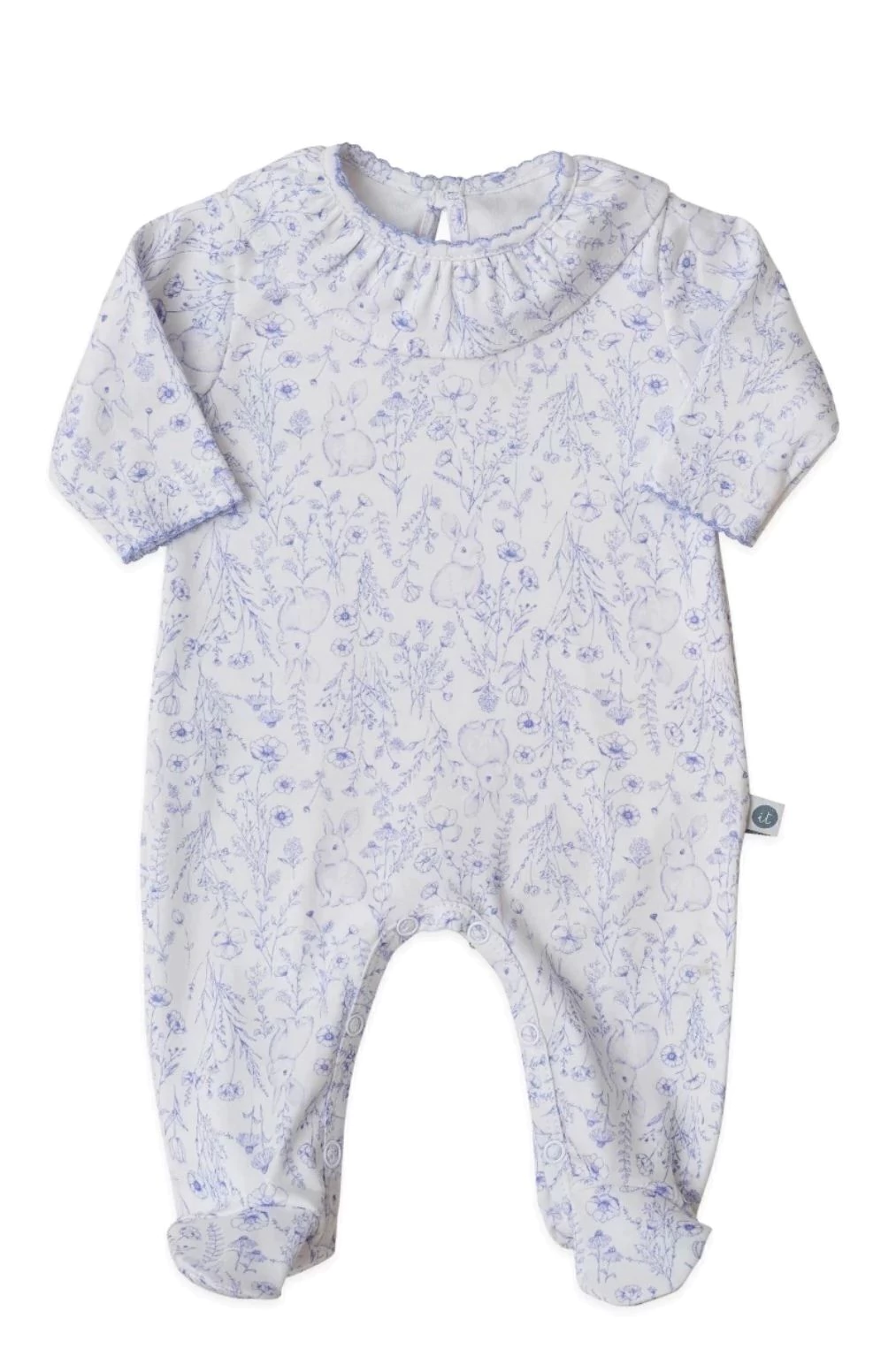 Enterito con volados "flores y conejas azules"