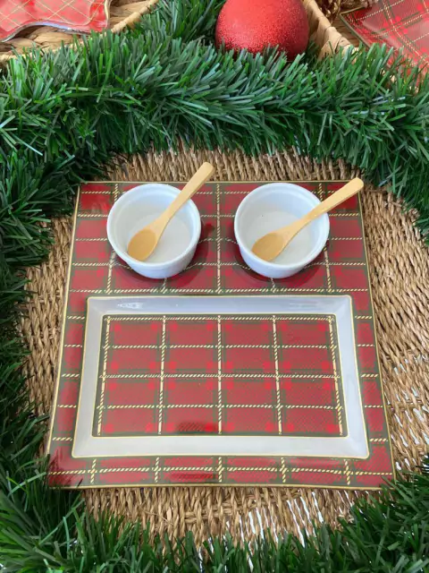 Petisqueira quadrada xadrez natal