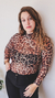 Body de microtul con estampado de leopardo, diseño moderno de manga larga y cuello alto, perfecto para un look elegante y atrevido.