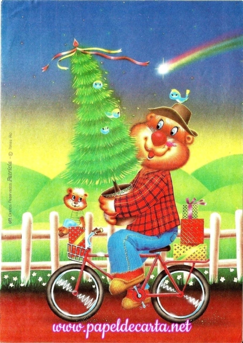 Papel de Carta Coleção Patrícia nº 072 - Pai e Filho com árvore de Natal