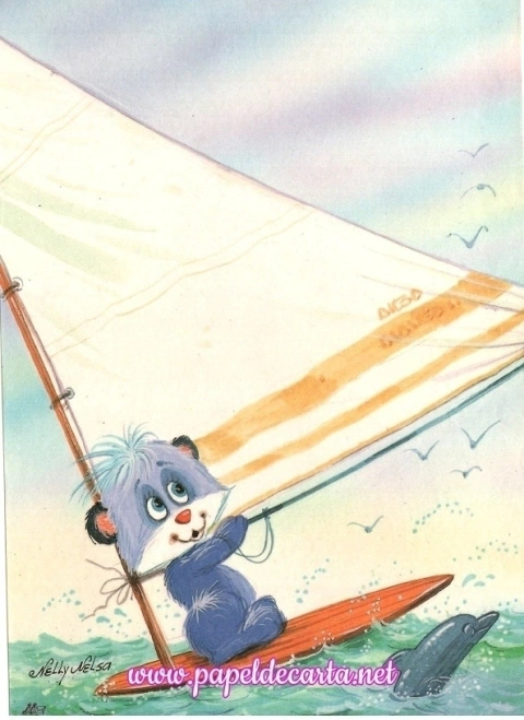 Papel de Carta Nelly Nelsa Ji Cart - Bichinho com Barco a Vela