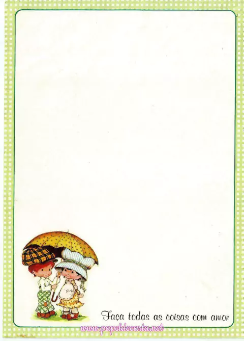 Papel de Carta menininha Bonnie Bonnets "Faça todas as coisas com amor"