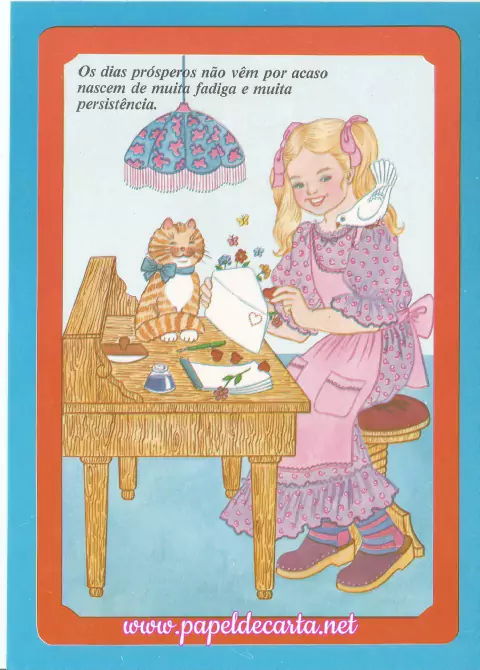 Papel de Carta Borda Azul menininha -