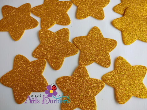 10 Apliques Estrela em E.V.A com glitter