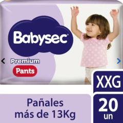 BABYSEC PANTS SUPER PREMIUM CARE XXG 20 unidades