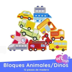 JUEGO DE BLOQUES DE MADERA CUBETA TOYS GRANJA / DINOSAURIOS / VEHÌCULOS en internet
