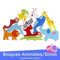 JUEGO DE BLOQUES DE MADERA CUBETA TOYS GRANJA / DINOSAURIOS / VEHÌCULOS - Pañalera Wendy