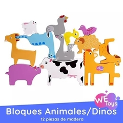 Imagen de JUEGO DE BLOQUES DE MADERA CUBETA TOYS GRANJA / DINOSAURIOS / VEHÌCULOS