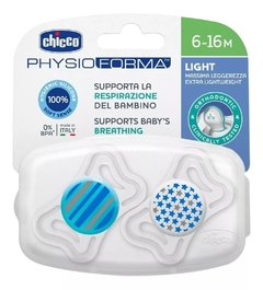 Chupete CHICCO PHYSIO FORMA 6 a 16 meses Ortodóncico LIGTH AZUL x 2 unidades