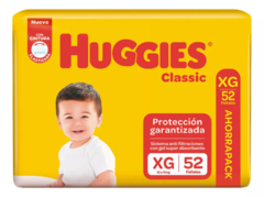 Huggies CLASSIC Talle XG 52 unidades con CINTURA ELASTIZADA