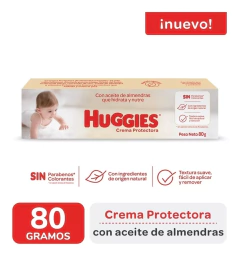 Crema Protectora HUGGIES Con Aceite de almendras SIN PARABENOS Hipoalergènica x 80 gr