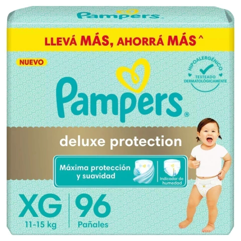 PAMPERS DELUXE PROTECTION XG 96 UNIDADES HIPOALERGÈNICO CON INDICADOR DE HUMEDAD