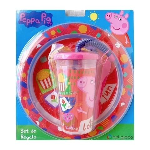 SET DE REGALO PEPPA PIG PLATO + VASO SPORT + CUCHARA