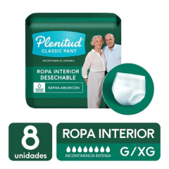 PLENITUD PANTS CLASSIC TALLE G / XG 8 UNIDADES RÁPIDA ABSORCIÓN