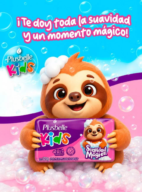 Jabón de tocador PLUSBELLE KIDS Suavidad Mágica Libre de Parabenos x 120g