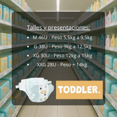 TODDLER DELUXE XG 30 CINTURA ELASTIZADA GEL SUPER ABSORBENTE CIERRE ELASTIZADO - Pañalera Wendy