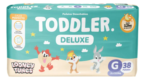 TODDLER DELUXE G 38 CINTURA ELASTIZADA GEL SUPER ABSORBENTE CIERRE ELASTIZADO