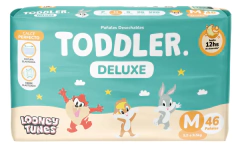 TODDLER DELUXE M 46 CINTURA ELASTIZADA GEL SUPER ABSORBENTE CIERRE ELASTIZADO