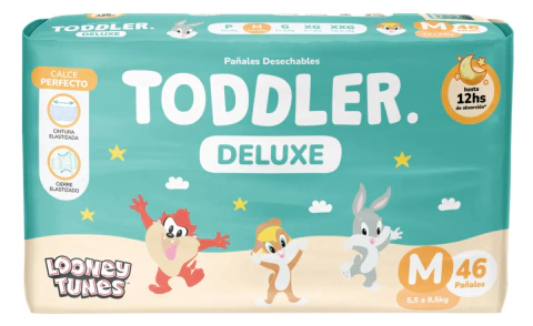 TODDLER DELUXE M 46 CINTURA ELASTIZADA GEL SUPER ABSORBENTE CIERRE ELASTIZADO