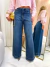 Calça Jeans Wide Leg Jeans Escuro na internet