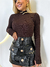 blusa tricot manga longa marrom