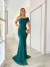 Vestido longo justo prada acetinado verde esmeralda 