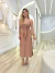 Vestido longuete de alcinha com amarração bege 