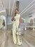 Conjunto canelado blusa e calça amarelo 