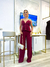 Conjunto calça pantalona e blusa com amarração marsala