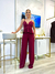 Conjunto Blusa com Amarração e Calça Pantalona Marsala
