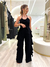 Conjunto Cropped com Babado e Calça Pantalona