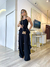 Conjunto cropped e calça pantalona preta 
