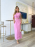 vestido midi rosa com fivela