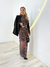 Vestido manga longa animal print 
