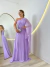 Vestido Longo Plissado Lavanda 