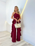 Conjunto boho cropped babado e calça marsala 