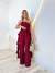 conjunto cropped com babado e calça marsala