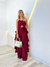 conjunto cropped com babado e calça marsala