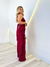 Conjunto cropped com babado e calça marsala 