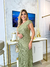 conjunto tricot blusa e saia midi verde
