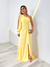 vestido longo manga vazada amarelo 